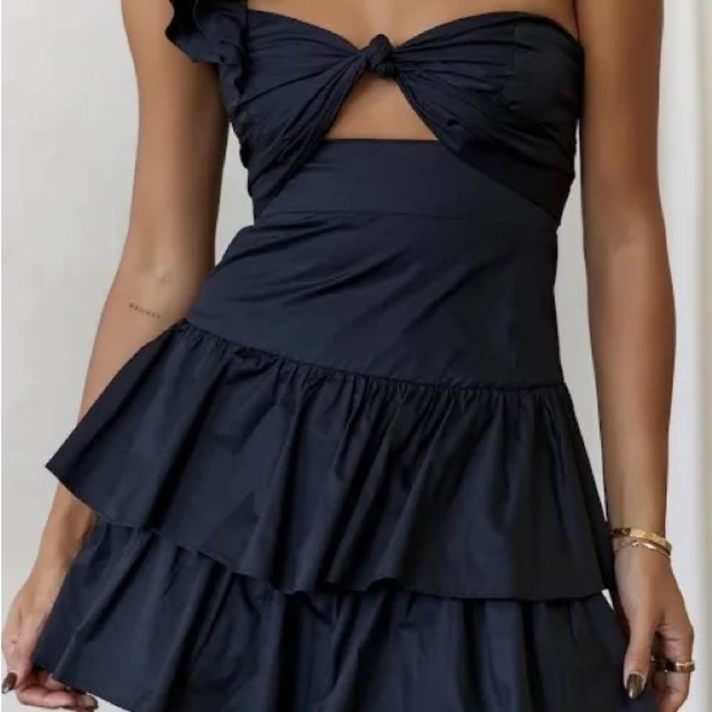 Hello Molly Blue One Shoulder Cut Out Dress